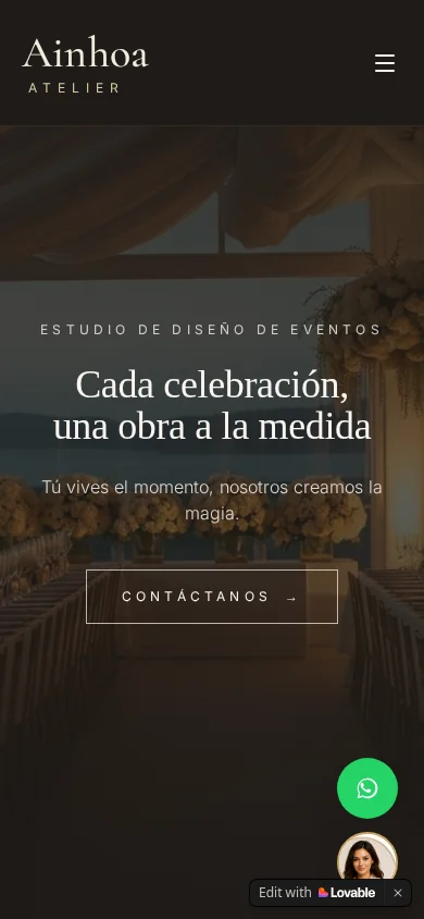 Ainhoa Atelier: captura del sitio en celular