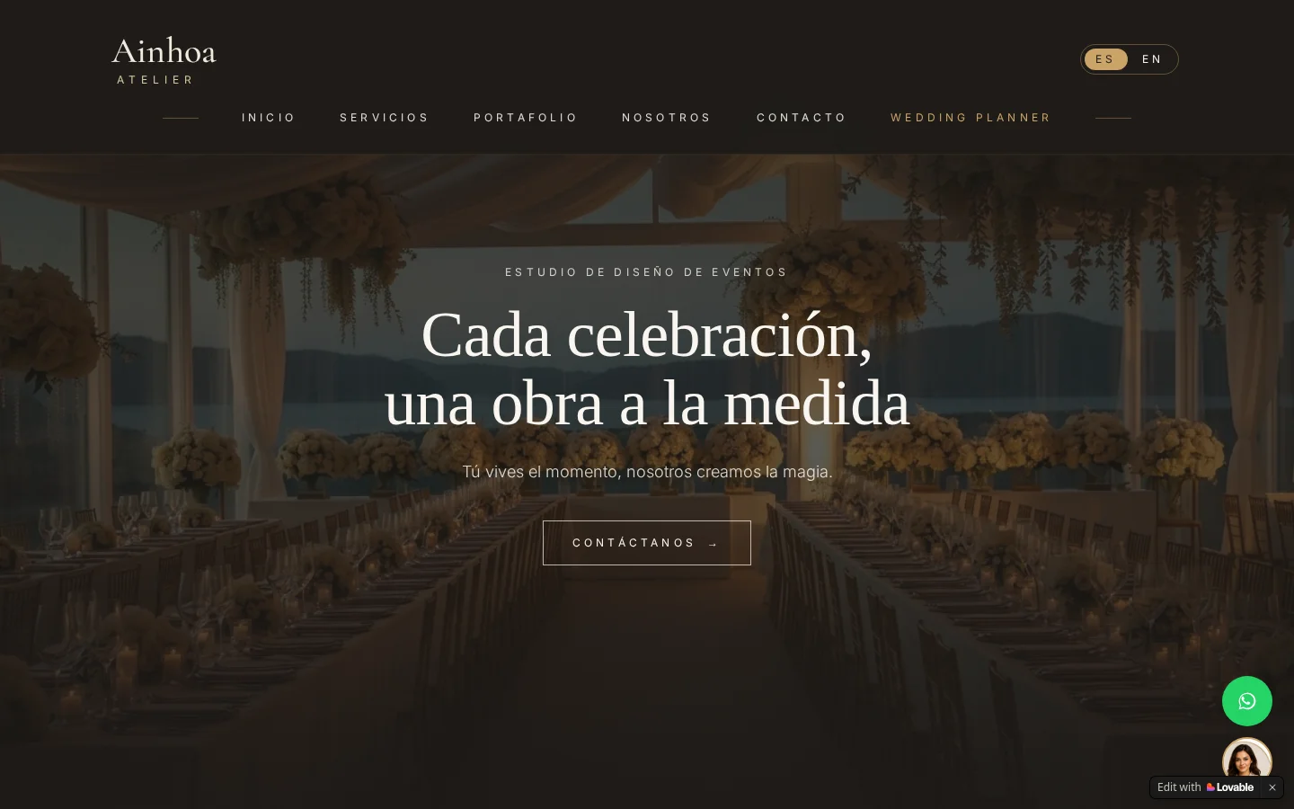 Ainhoa Atelier: captura del sitio en computadora